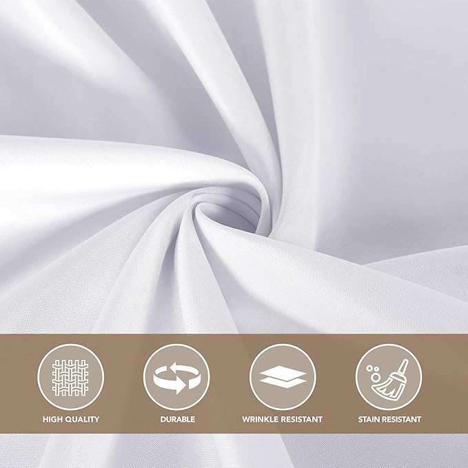 sancua White Round Tablecloth 132 Inch Diameter, 6 Pack - Circle Polyester Fabric Table Cloth for Wedding Party Reception Banquet Birthday, Washable Formal Table Cover (Fit 54-96 Inch Tables)