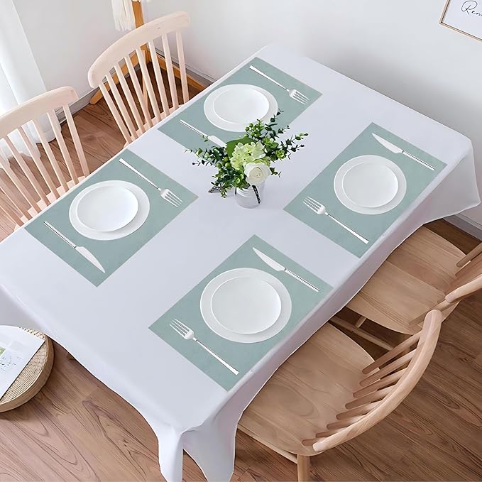 Placemats Set of 6 Linen Type Fabric Cloth Placemats, 19 x 13 Inch Double Layered Thick Wrinkle Free Heat Resistant Table Place, for Dining, Kitchen, Party (Light Gray, 48 * 33cm)