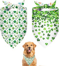 St. Patrick's Day Dog Bandana Reversible 2 Pack, St. Patricks Day Pet Bandanas for Dogs Lucky Shamrock Adjustable Triangle Holiday Scarves for Medium Large Extra Large Boy Girl Dogs