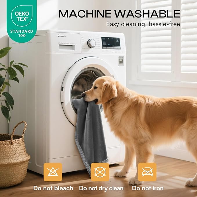 Luciphia Waterproof Bed Blanket Washable, Soft Sherpa Fleece Puppy Reversible Throw Blankets for Medium Large Dog Cat, Furniture Cover Protector Couch from Liquid Pee and Pet Fur, Light Grey,65" x 57"