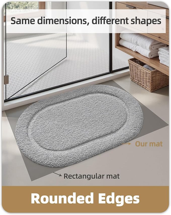 Color&Geometry Grey Bathroom Rugs, Non Slip, Absorbent, Soft, Washable, Thick Bath Mat, 24"x36" Small Bath Rug Bath Mats for Bathroom Floor, Shower, Sink, Vanity
