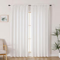 Lecloud Bessie Light Filtering Curtains 90 Inches Long 2 Panels, Faux Linen Textured Privacy Bedoom Curtains, Farmhouse Rod Pocket Window Curtain Drapes for Living Room, Each 50 W x 90 L, Natural
