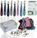 Adult DIY Craft Keychain Making Kit Boho Macrame Keychain Kit Includes Key Rings Precut Macrame Cord Instructions to Make Cute Keychains and Lanyards Kids Crafts Projects Kits Macrame Beginners