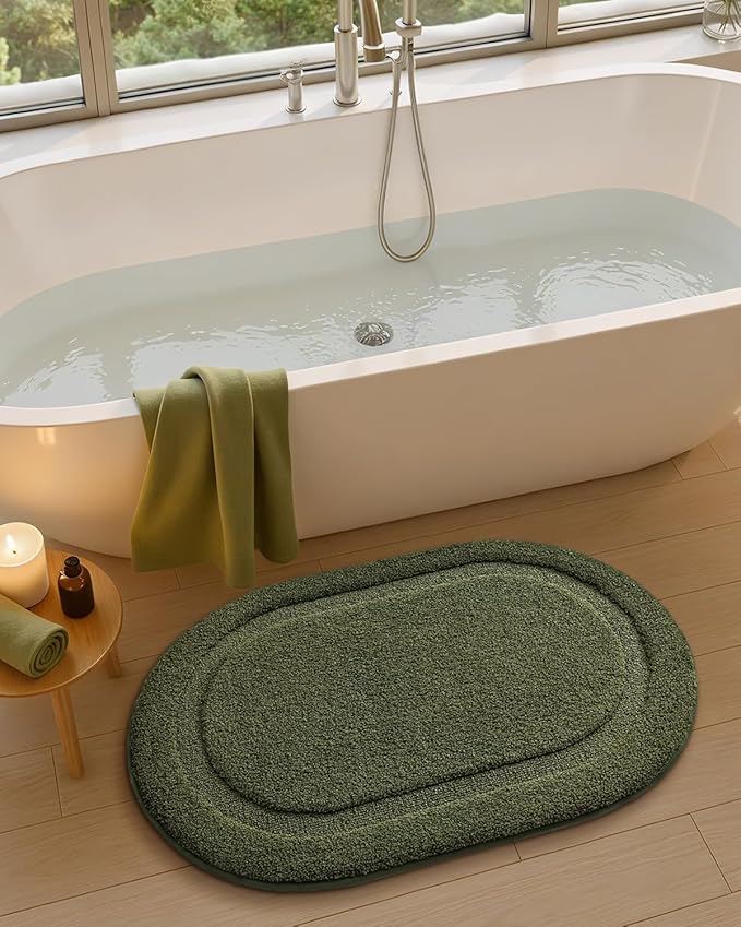 Color&Geometry Green Bathroom Rugs, Non Slip, Absorbent, Soft, Washable, Thick Bath Mat, 19"x31" Small Bath Rug Bath Mats for Bathroom Floor, Shower, Sink, Vanity