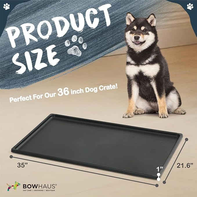 BOWHAUS 35-Inch Dog Crate Pan Replacement, Sturdy, Waterproof Plastic Tray for 36-Inch Pet, Rabbit Ferret Critter Kennels, Versatile Pan and Easy to Clean