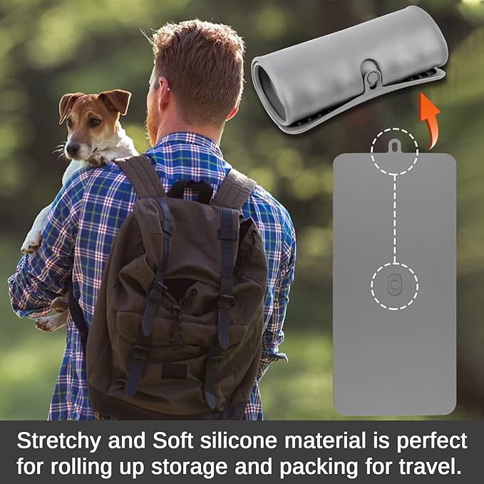 Dahaiwua Pet Food Mat,Mat for Prevent Food and Water Overflow,Portable and Foldable Mat,Suitable for Medium and Small Pet Pet Placemat for Dog and Cat（Dark Grey）
