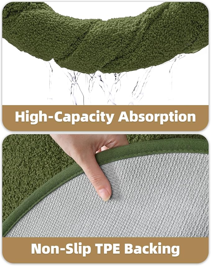 Color&Geometry Green Bathroom Rugs, Non Slip, Absorbent, Soft, Washable, Thick Bath Mat, 19"x31" Small Bath Rug Bath Mats for Bathroom Floor, Shower, Sink, Vanity