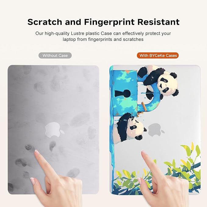BYCeKe Cute Panda Print Case for MacBook Air 13 inch 2022-2025 M4 A3240 M3 A3113 M2 A2681,for Mac Air13 M4 Sturdy Pattern Plastic Clear Hard Shell&Keyboard Cover for MacBook Air13.6 Case,Cute Panda