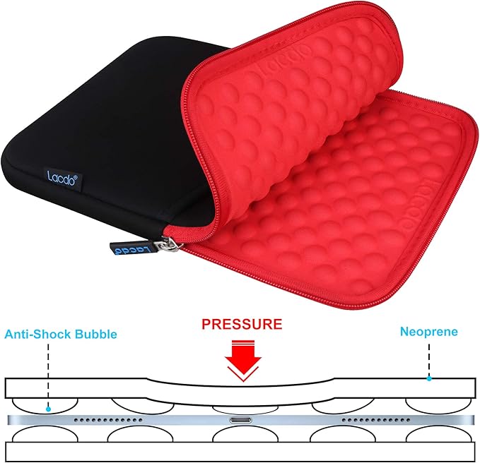 Lacdo Tablet Sleeve Case for 11 inch iPad A16 / 11 inchs iPad Pro M5 M4 / 11" iPad Air M3 M2 / 10.9" iPad / 10.2" iPad / 10.9" ipad Air / 11 Inch Samsung Galaxy Tab A9+ Bag, Fit Magic Keyboard, Red