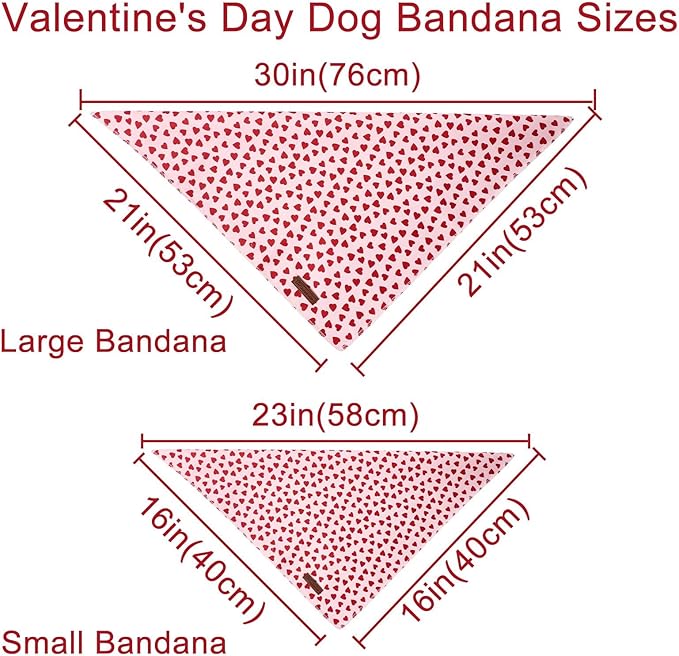 Valentine's Dog Bandana, UP URARA PUP Soft Cotton Adjustable Pet Scarf for Small, Medium, and Large Dogs, Cute and Comfortable Dog Accessory,S