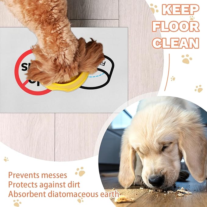 No Spills Dog Food Mat, 16x24 Inch Waterproof & Easy Clean Pet Feeding Mat for Floor Protection, Non-Slip Bowl Placemat for Messy Dogs