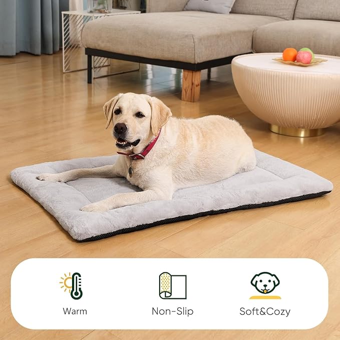 ZENGAOOU Dog Crate Pad Washable, Plush 42 x 28 Inch Anti-Slip Kennel Mat for Medium & Large Dogs, Fits Wire or Metal Crates, Travel, Home & Training Use, Dark Grey
