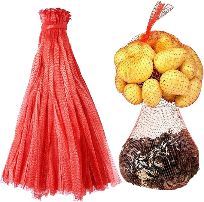 Shellvcase 100Pcs 24 Inch Reusable Mesh Produce Bags, Seafood Boil Bags for Crab Clam Crawfish, Potato Onion Fruits Bag, Storage Bag for Grocery Shopping Storage of Fruit Seafood Toy & Garden Produce