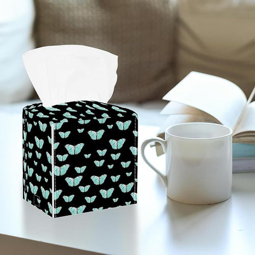 2 Pack Butterfly on Black Background Tissue Box Holder on Table and Barth Room