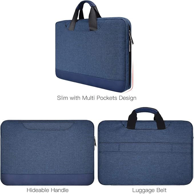 15.6 Inch Laptop Sleeve Bag, Waterproof Men Women TSA Case for Macbook Pro 16 M4 M3 M2 M1, Acer Aspire E15/Predator, Lenovo Ideapad 1 15.6, HP Envy/Victus 15.6, ASUS Dell 15 16 Case, Navy Blue