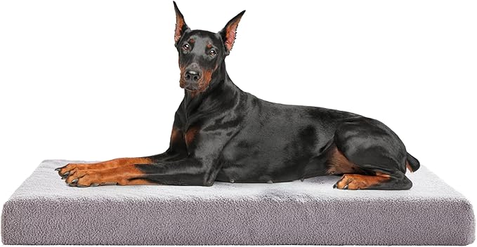 WATANIYA PET Extra Large Dog Bed, Cooling Dog Beds for Large Size, Washable Orthopedic Pet Mat for Crate with Joint Relief Memory Foam, Waterproof Liner and Plush Cover (50’’x 34’’)
