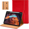 DTTO for iPad (A16) 11th Generation Case 11 Inch 2025, iPad 10th Generation Case 10.9 Inch 2022, Premium Leather Business Folio Stand Cover with Pencil Holder - Auto Wake/Sleep, Bright Red