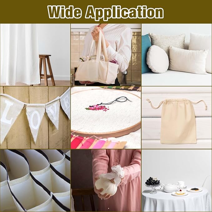 Medium Weight 63 inch x 10 Yards 100% Cotton Muslin Fabric by Yard Textile Natural Unbleached Muslin Fabric Material for Boho Wide Roll Backing Material Quilting Sewing Apparel Cloth