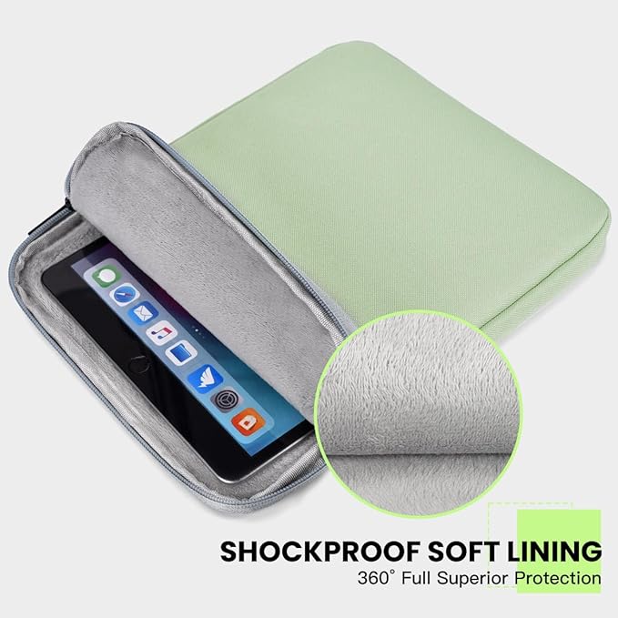 iPad mini 7 Sleeve, iPad mini Case Bag, Shockproof Tablet Sleeve for iPad mini 7,6,5,4 / Galaxy Tab A7 Lite 8.7" / Tab A 8.0" Protective Bag, Green