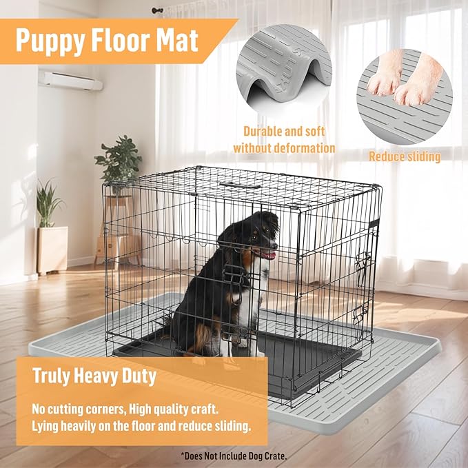 Bartuke Silicone Dog Crate Mat, 40" x 22" Crate Liner for Dog Cages, Kennel Mat with Raised Edge, Washable, Waterproof, Leakproof, Protect Floors