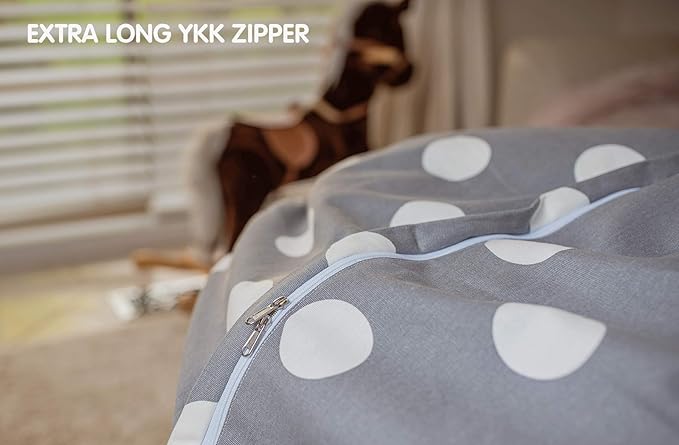 WEKAPO Stuffed Animal Storage Bean Bag Chair Cover for Kids | Stuffable Zipper Beanbag for Organizing Children Plush Toys Large Premium Cotton Canvas (Gray Dot, X-Large)