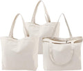 Segarty 3PCS 16.5x13 inch Natural Heavy DIY Tote for Crafting, Ironing and Embroidering, White Canvas Reusable Grocery Shopping Bag with Zipper