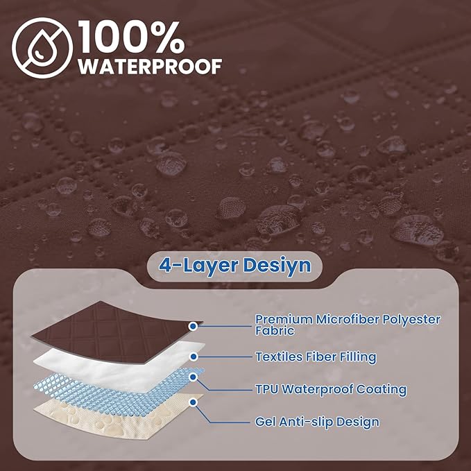 CYCMACO Waterproof Dog Bed Cover, Non-Slip Dog Blanket for Couch, Couch Covers for Dogs Washable, Pet Blanket for Furniture, Pet Bed Mat for Sofa, Car, Pet Supplies (82x102 Inch, Coffee)