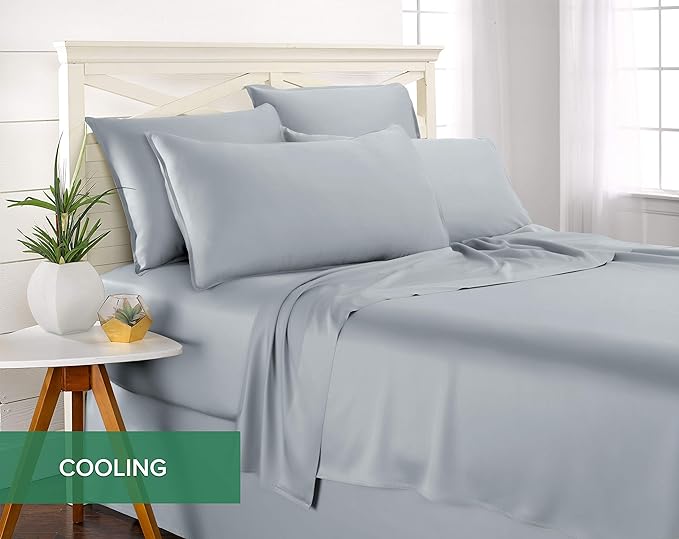 Pure Bamboo Full Sheets, Genuine 100% Organic Viscose Derived from Bamboo Bed Sheet Set, Luxuriously Soft & Cooling, Double Stitching, 2 Year Quality Promise (Full, Sterling Blue)