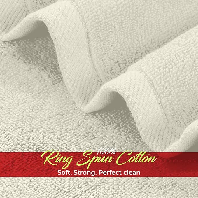 RIVERSIDE 12 Pack Washcloths - 12x12 Inches, 500 GSM, 100% Ring-Spun Cotton - Soft, Absorbent & Durable Face and Body Towels - for Bathroom, Spa, Gym, Makeup Removal & Everyday Use - Cannoli Cream