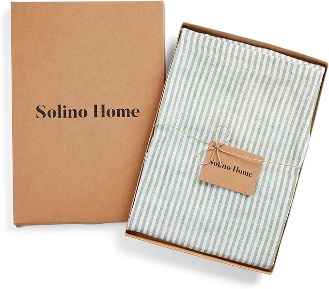 Solino Home 100% Pure Linen Apron for Women & Men - Full Midi Bib Apron Adjustable Neck Strap with Center Pockets for Kitchen