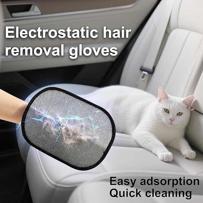 sinirttou Pet Hair Remover Gloves for Cats & Dogs, Electrostatic Pet Hair Removal Gloves Brush for Pets Hair, Upgraded Animal Fur Removal Tool (Black, 1Pcs)