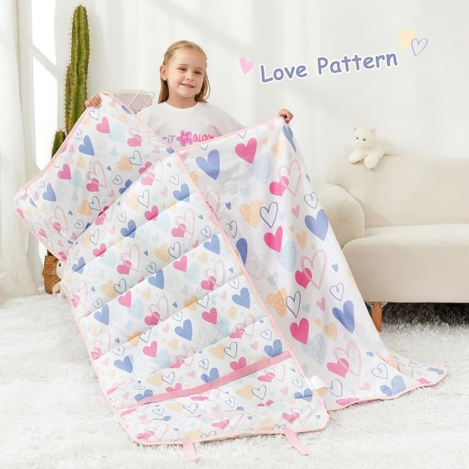 Toddler Nap Mat with Pillow and Blanket, Extra Large Rolled Napping Mats,Toddler Sleeping Bag for Daycare,Kids Sleeping Bags for Sleepover,Toddler Sleeping Bag Camping