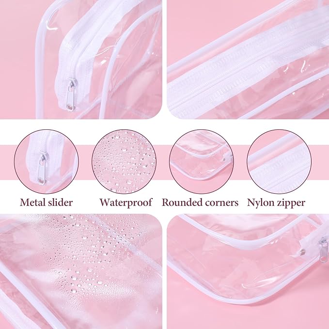 28 Pack Clear Cosmetic Bags Makeup Bags Bulk, Portable Waterproof Travel Toiletry Bag Organizer Plastic Toiletry Carry Pouch with Zipper, for Travel Women Men Bathroom Organizing, 7.1"x 4.7"x 2.4"