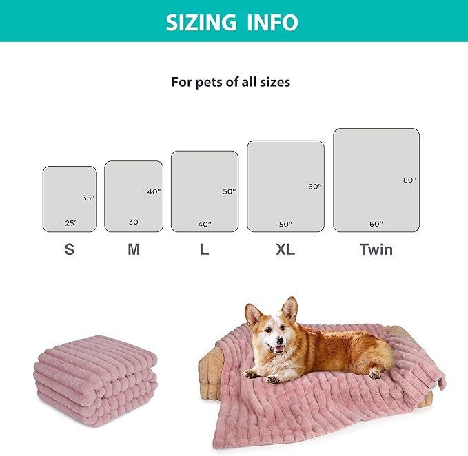 ZAKAPAWS Waterproof Dog Blanket for Small Dogs, Luxury Plush Washable Cats Blankets for Couch Protection, Super Soft Calming Pet Blanket for Indoors (Pink, 25"x35")
