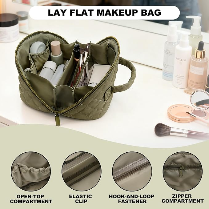 SXS LACONIC Makeup Bag,Quilted Puffer Cosmetic Bags,Travel Toiletry Bag for Women,Large Capacity Waterproof Make up Bag Set