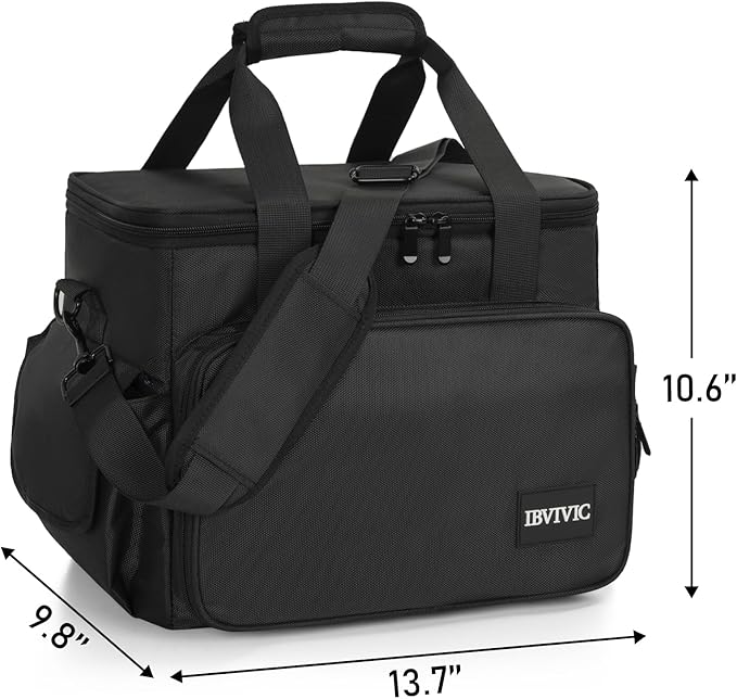 IBVIVIC DJ Cable File Bag with 6 Detachable Dividers High Capacity Gig Cable Bag for Cords,DJ Gear,Sound Instrument and Accessories, Black