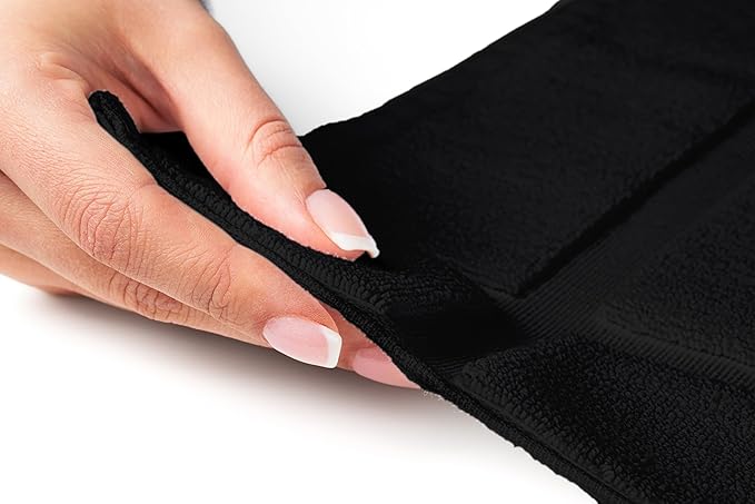 Ample Decor Bath Mats 100% Cotton 24 X 17 & 34 X 20 Inches, Oeko Tex Certified 1350 GSM Solid Construction Thick & Plush, Super Absorbent for Bathroom Floor, Shower – Black