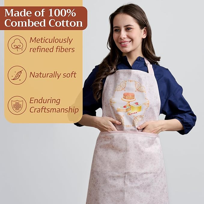 Maison d' Hermine 100% Cotton Apron for women with Pocket Kitchen Chef Apron for Men Cooking Gardening Server Waitress