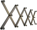 SKOLOO Large Hat Rack for Wall, Wooden Accordion Wall Hanger, Modern, Expandable Coat Hooks, Hat Display Rack for Home, Office, and Studio, 14 Peg, Dark Walnut