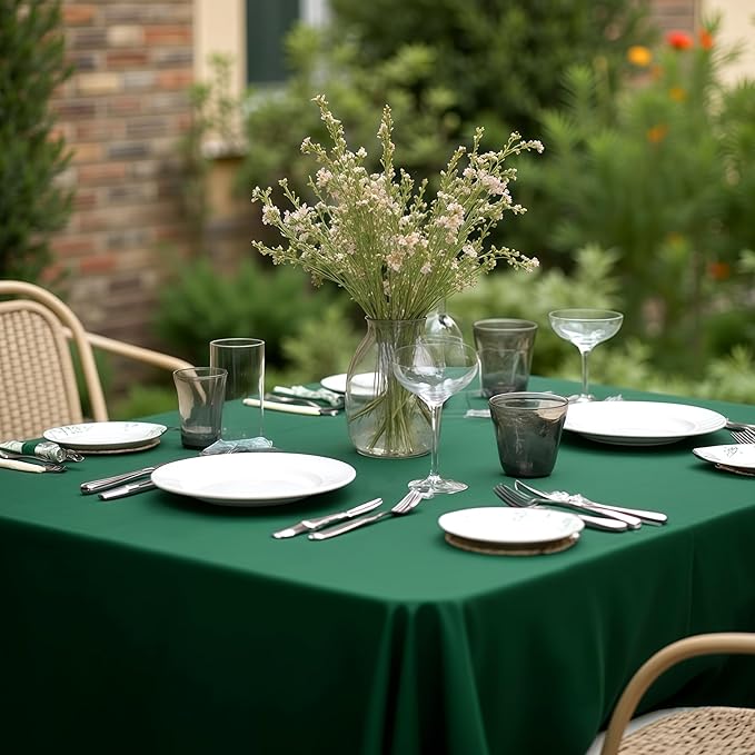 sancua Tablecloths for 8 Foot Rectangle Tables, 6 Pack - Washable Polyester Fabric Table Cloth for Chirstmas Party, Birthday, Banquet Reception, 60x120 Inch Hunter Green