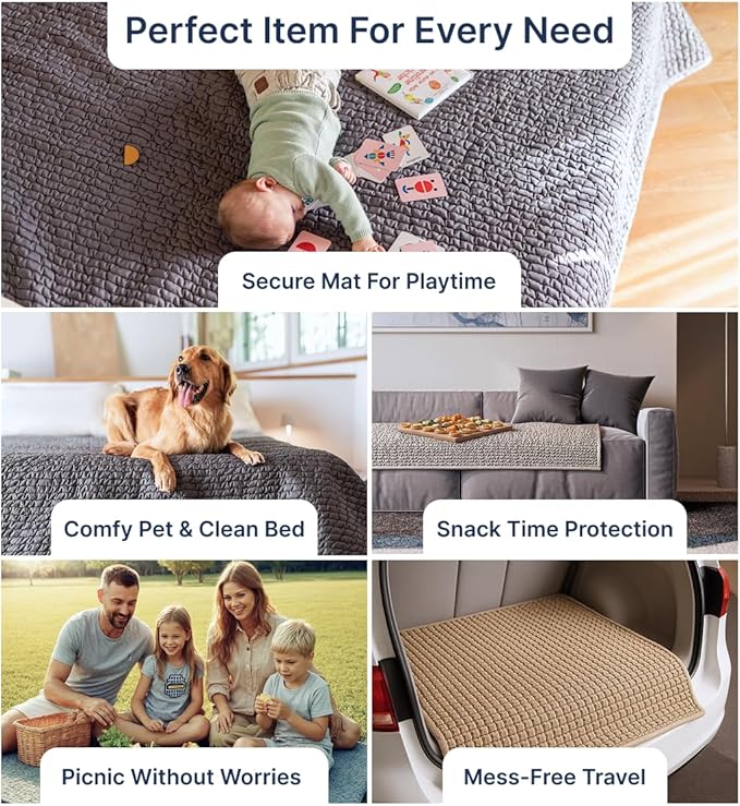 PAULATO BY GA.I.CO. Waterproof Blanket for Bed – King Absorbent Couch Cover – Machine Washable Stain-Resistant Pad for Large Sofa – Pets Cat & Dog Friendly Furniture Protector - Macadamia