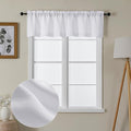 Lecloud Bessie White Valances for Windows 2 Panels Set, Short Cafe Kitchen Curtains with Rod Pocket, Window Valances Curtains for Bedroom Basement, Each 30 W x 14 L