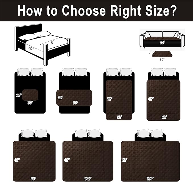 Topthumbs 100% Waterproof Dog Bed Cover 30x70 inch Reversible Reusable Camping Mat for Kids/Pet/Dog/Cat Washable Geometric Embroidery Blanket Patchwork Brown+Beige