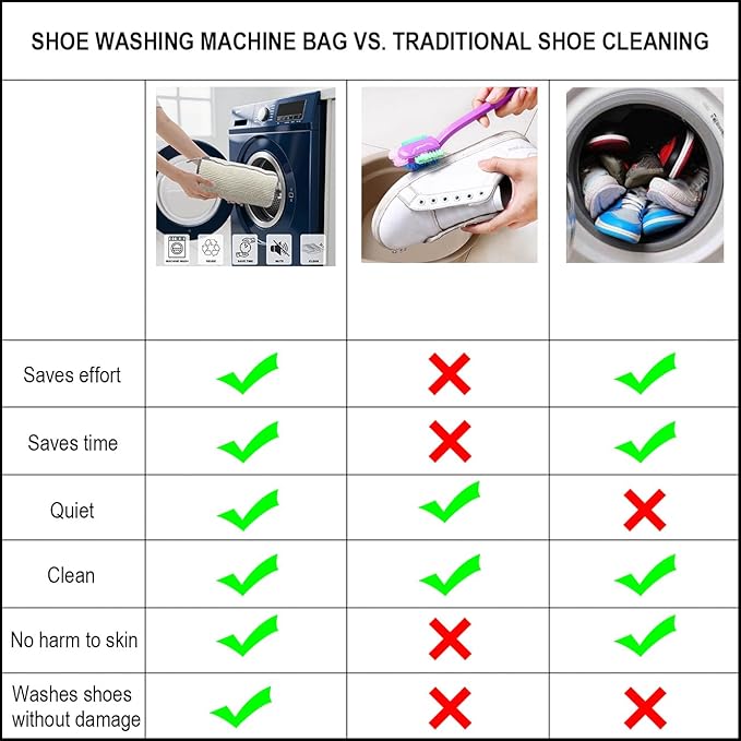 Shoe Washing Machine Bag,Mesh Shoe Washing Bag for Washing Machine - Large Size Fits various Shoes, Chenille Fabric Protection, Zipper Laundry Bag for Sneakers (2 Pcs) (Off White)