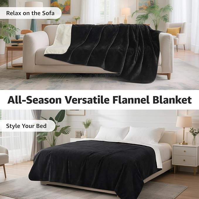 LOOBANI Waterproof Dog Blanket for Bed: Liquid Pee Proof Pet Blankets for Medium Large Dogs Washable, 80" x 90", Black