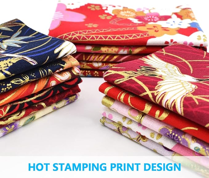 30Pcs 8 x 10 Inch Fat Quarters Cotton Fabric Bundle Squares Patchwork, Japanese Style Printed Cotton Wrapping Cloth Quilting Fabric Bundles for DIY Patchwork Sewing