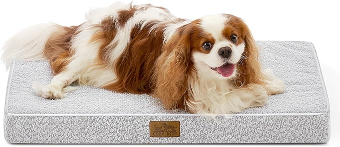 COZY KISS Dog Crate Bed for Medium Small Size Dogs, Rectangular Orthopedic Dog Beds, Foam Anti-Slip Bottom Pet Mat with Washable Removable Cover, Suitable for Pet Up to 40 lbs, 30x20x3 inch, Grey