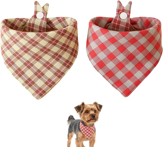 Small Dog Bandana,Soft Cotton Pet Triangle Scarf for Small Dogs & Cats,Lightweight Tie-On,Pet Photo Prop,Cute Holiday Dog Bandana 2 Pack (Pink)