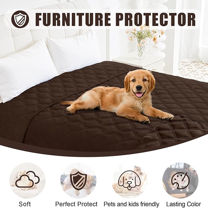 Smiry Waterproof Dog Bed Cover Blanket 40x70, Soft Reversible Pet Blanket, Washable Leakproof Cats Dogs Couch Cover for Sofa, Couch, Furniture, Lattice, Chocolate/Chocolate