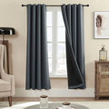 Rutterllow 100% Blackout 340 GSM Curtains 2 Panels, Full Shade 72 Inches Long Complete Drapes for Living Room, Dark Grey Thermal Insulated Bedroom Window Treatment Drapes (52x72 inch)